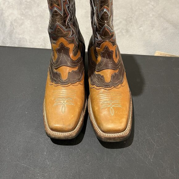 Alex Cowboy Boots Mens 7 Brown Two Toned Leather Sqaure Toe Western Boots main image 7